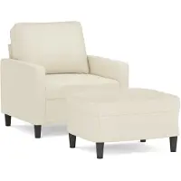 vidaXL Fåtölj med fotpall Gräddvit 60 cm sammet