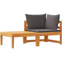 vidaXL Loungegrupp för trädgården med mörkgråa dynor 2 delar akaciaträ