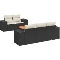 vidaXL Loungegrupp med dynor 6 delar svart konstrotting
