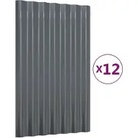 vidaXL Takplåt 12 st pulverlackerat stål antracit 60x36 cm