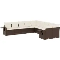 vidaXL Loungegrupp 10 delar med brun dynor konstrotting