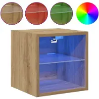 vidaXL Väggmonterad tv-bänk LED artisan ek 30x28,5x30 cm