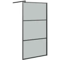 vidaXL Duschvägg 115x195cm halvfrostat ESG-glas svart