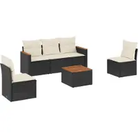 vidaXL Loungegrupp med dynor 6 delar svart konstrotting