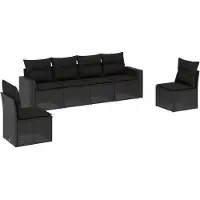 vidaXL Loungegrupp med dynor 6 delar svart konstrotting