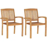 vidaXL Stapelbara trädgårdsstolar 2 st massiv teak