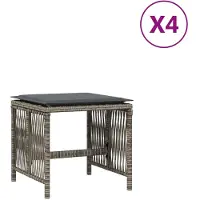 vidaXL Trädgårdspallar med dynor 4 st grå 41x41x36 cm konstrotting