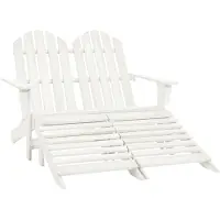 vidaXL Adirondackstol med fotpall 2-sits vit granträ