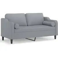 vidaXL 2-sits soffa med prydnadskuddar ljusgrå 140 cm tyg