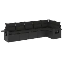 vidaXL Loungegrupp med dynor 6 delar svart konstrotting