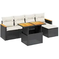 vidaXL Loungegrupp med dynor 6 delar svart konstrotting