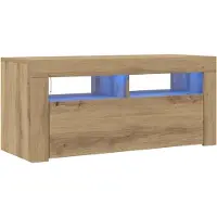 vidaXL TV-bänk med LED-lampor artisan ek 90x35x40 cm konstruerat trä