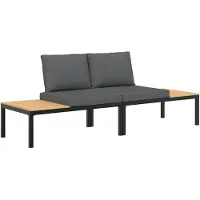 vidaXL Trädgårdssoffa med dynor 2 delar svart aluminium