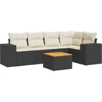 vidaXL Loungegrupp med dynor 6 delar svart konstrotting