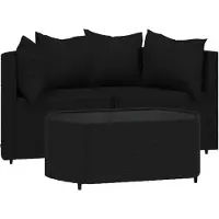 vidaXL Loungegrupp för trädgården med dynor 3 delar svart konstrotting