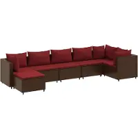 vidaXL Loungegrupp för trädgården med dynor 7 delar konstrotting brun