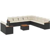 vidaXL Loungegrupp med dynor 12 delar svart konstrotting