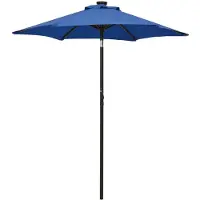 vidaXL Parasoll med LED-lampor azurblå 200x211 cm aluminium