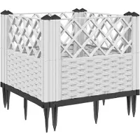 vidaXL Odlingslåda med piggar vit 43,5x43,5x43,5 cm PP