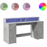 vidaXL Skrivbord med LED betonggrå 160x55x91 cm konstruerat trä