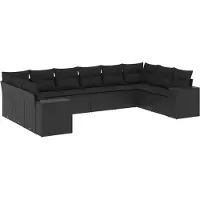 vidaXL Loungegrupp 10 delar med svarta dynor konstrotting