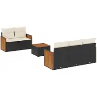 vidaXL Loungegrupp med dynor 6 delar svart konstrotting