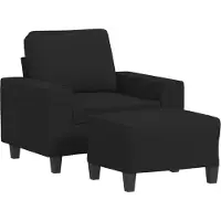 vidaXL Fåtölj med fotpall Svart 60 cm tyg
