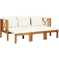 vidaXL Trädgårdsbänk 3-sits med dynor 179 cm massivt akaciaträ