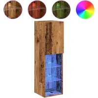 vidaXL Tv-skåp med LED-belysning åldrat trä 30,5x30x102 cm