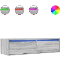 vidaXL TV-bänk med LED-belysning grå sonama 100X35,5x25 cm
