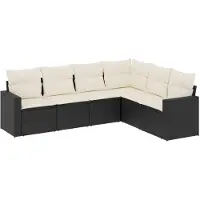 vidaXL Loungegrupp med dynor 6 delar svart konstrotting
