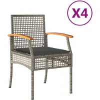 vidaXL Trädgårdsstolar med dynor 4 st grå konstrotting akaciaträ