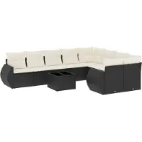 vidaXL Loungegrupp 10 delar med svarta dynor konstrotting