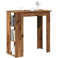 vidaXL Barbord med hyllor, antikt trä, 102x50x103,5 cm