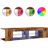 vidaXL TV-bänk med LED-lampor åldrat trä 135x39x30 cm konstruerat trä
