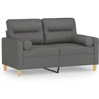 vidaXL 2-sits soffa med prydnadskuddar mörkgrå 120 cm tyg
