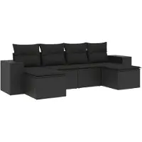 vidaXL Loungegrupp med dynor 6 delar svart konstrotting