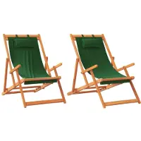 vidaXL Hopfällbara strandstolar 2 st grön tyg