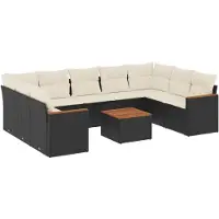 vidaXL Loungegrupp 10 delar med svarta dynor konstrotting
