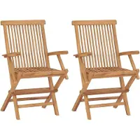 vidaXL Hopfällbara trädgårdsstolar 2 st massiv teak