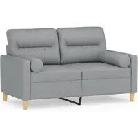 vidaXL 2-sits soffa med prydnadskuddar ljusgrå 120 cm tyg