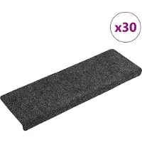vidaXL Trappmattor självhäftande 30 st 65x21x4 cm mörkgrå rektangulär kant