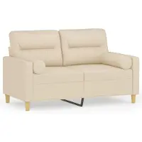 vidaXL 2-sits soffa med prydnadskuddar gräddvit 120 cm tyg