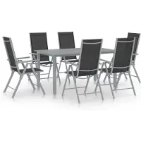 vidaXL Matgrupp för trädgården 7 delar aluminium silver och svart
