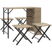 vidaXL Campingset för trädgården hopfällbar 5 delar beige konstrotting