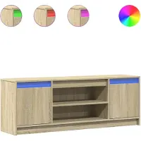 vidaXL Tv-bänk med LEDs sonoma-ek 139,5x34x50 cm konstruerat trä