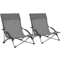 vidaXL Hopfällbara strandstolar 2 st grå tyg