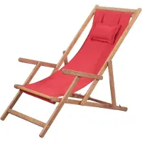 vidaXL Hopfällbar strandstol tyg och träram röd