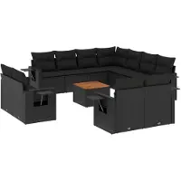 vidaXL Loungegrupp med dynor 12 delar svart konstrotting