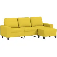 vidaXL 3-sitssoffa med fotpall Ljusgul 180 cm tyg
